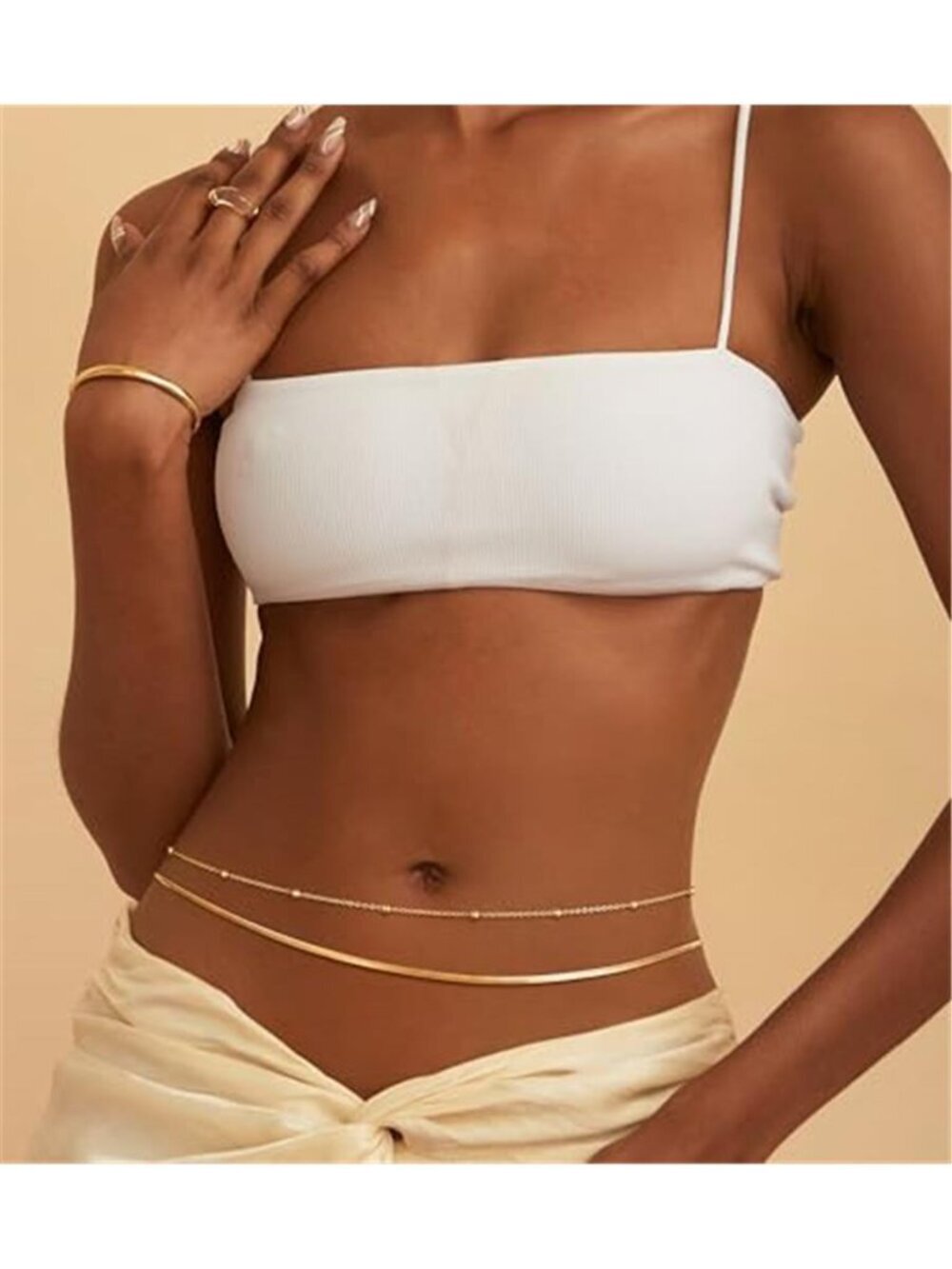 14K Gold Plated Silver Plated Waist Chain for Women, Layered | Body